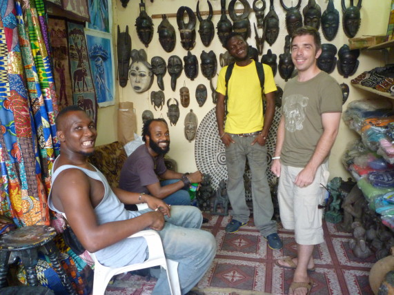 Adamu, Seton, Joshua and Fiance at Adamus shop in the Art Centre.